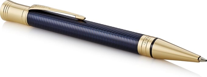 Parker Duofold Ballpoint Pen | Prestige blauw Chevron | Gemiddeld Point Zwart Inkt Refill | Premium Gift Box