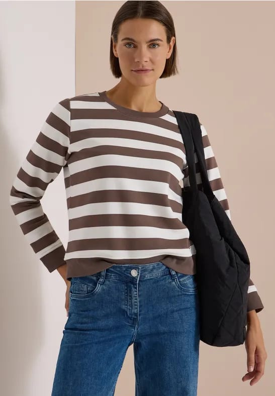 Sweatshirt met ronde hals en strepen