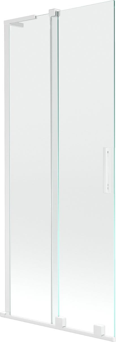 Mexen Velar L badwand 2-delig schuifbaar 80 x 150 , transparant, wit - 896-080-003-01-20