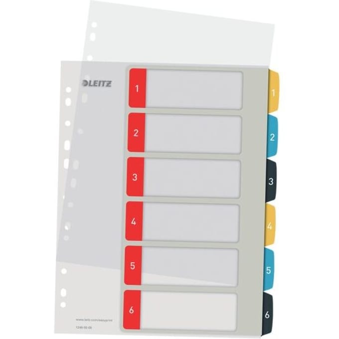 Leitz Cosy Printbare  PP Tabbladen - 1-6 Numerieke Tabbladen - Tabbladen a4 - Tabbladen Voor Ordners