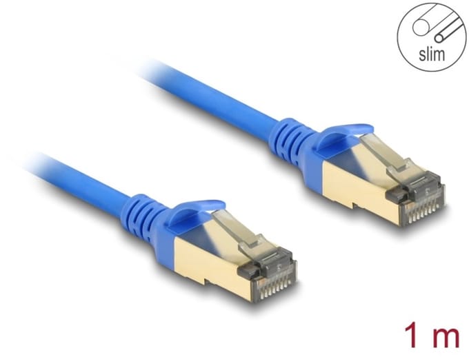 Delock RJ45 Network Cable Cat.8.1 F/FTP Slim 1 m blue