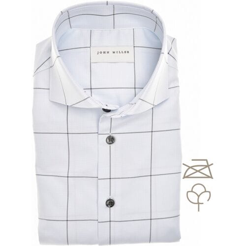 John Miller Overhemd Organic Cotton Windowpane Check Shirt Licht Blauw / male