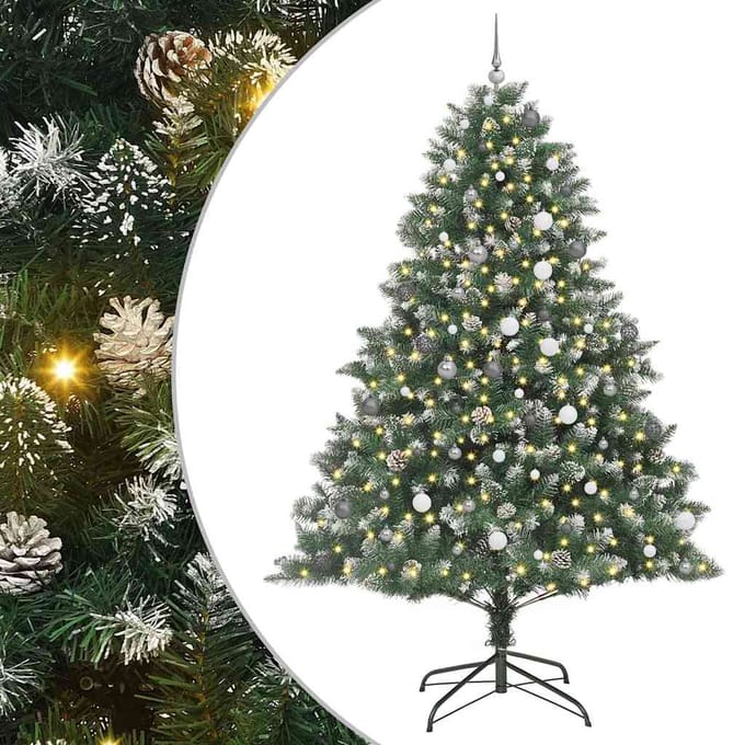 vidaXL - Kunstkerstboom - Groen - 240 - cm - PVC - en - Plastic - en - Staal