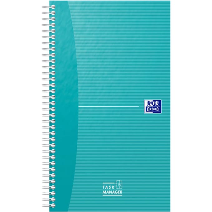 Oxford Office Essentials 14.1x24.6cm Soft Card Twin-wire Task Manager 230 Pages Specific Ruling Aqua SCRIBZEE Compatible
