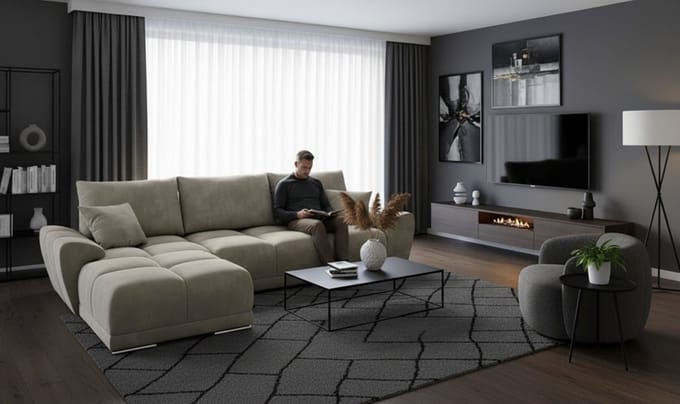 Luxe Uitschuifbare Slaapbank – 289x189 cm – Velvet – Industrohome