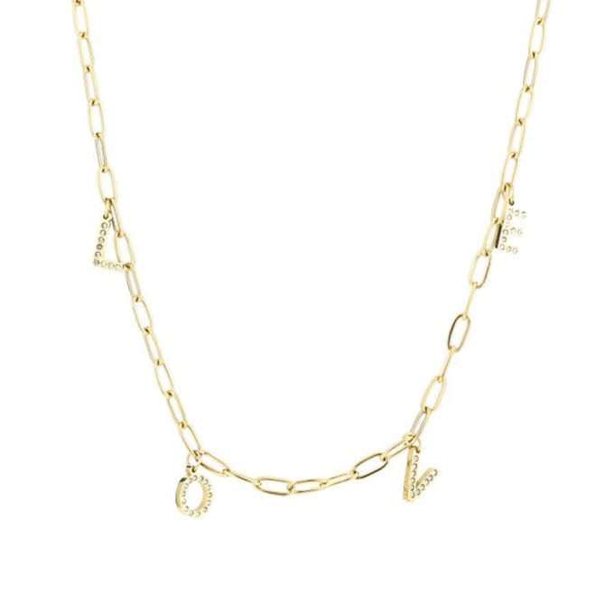 Bijoutheek Collier Love Witte Stenen Goud