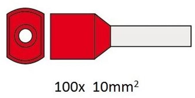 Cimco twin adereindhuls geïsoleerd 2x10mm² hulslengte 14mm rood DIN - 100 stuks (187713)