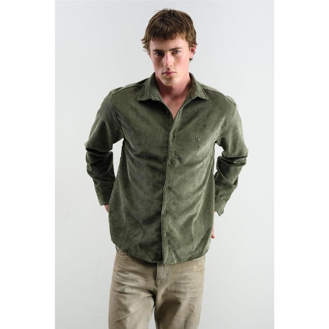 Oversized Corduroy Lange Mouw Overhemd met Knopen