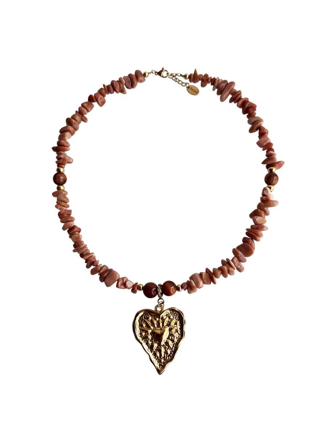 FlowJewels - ketting met hart - natuursteen - stainless steel