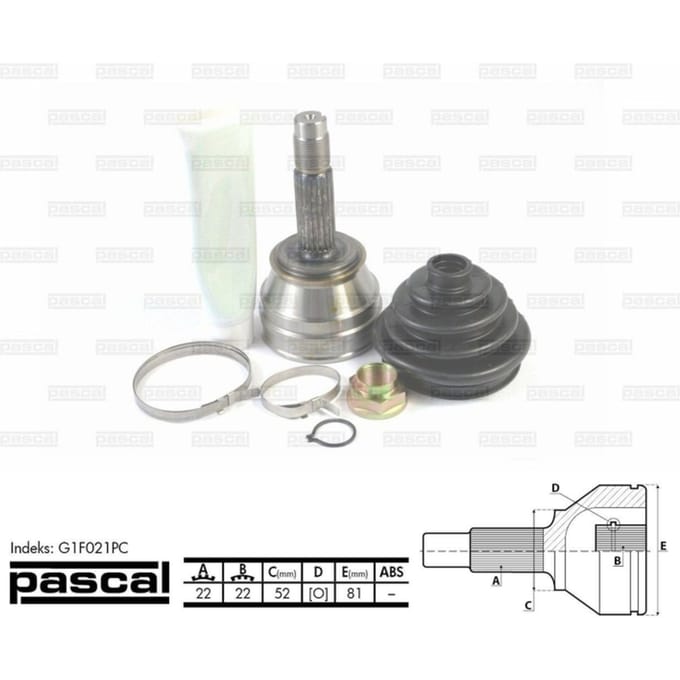 Homokineet reparatie set, aandrijfas PASCAL G1F021PC
