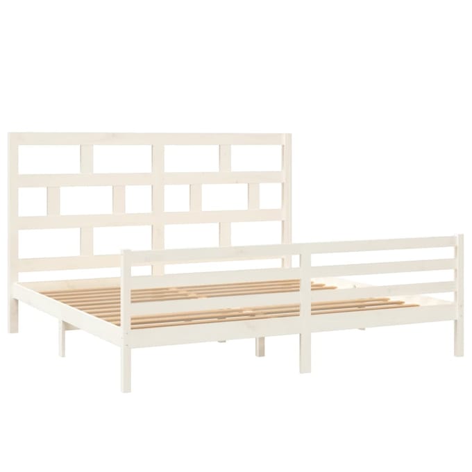 vidaXL - Bedframe - massief - grenenhout - wit - 200x200 - cm