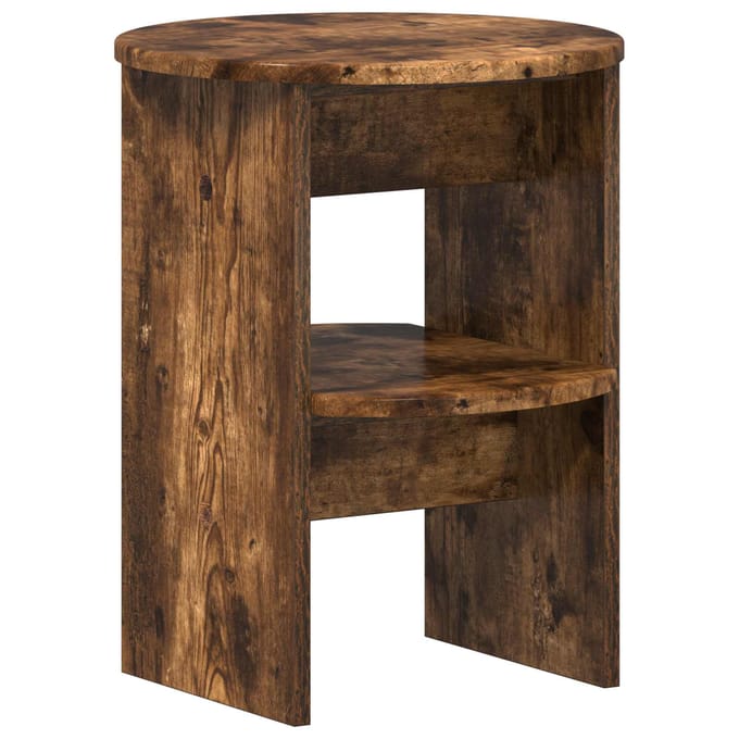 vidaXL - Bijzetkast - Gerookte - Eik - Ø40 - x - 50 - cm - Geconstrueerd - hout