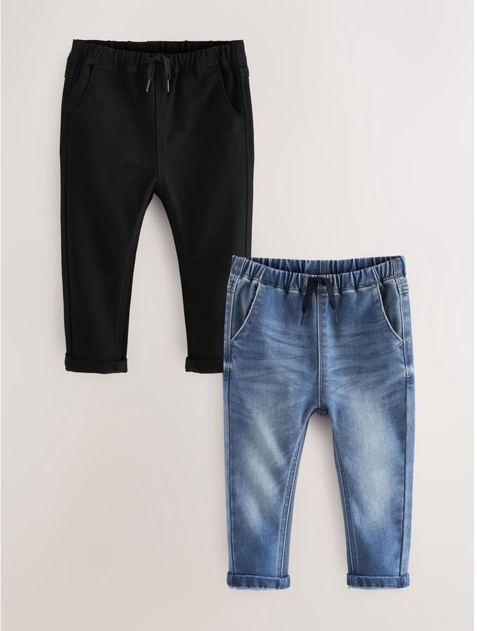 Next - Jongens - denim - Set van 2 superzachte jeans met stretch en elastische taille - Zwart