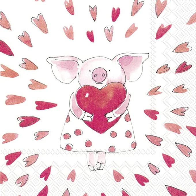 Cocktail servetten Piggy 'love' - IHR - 25x25 cm