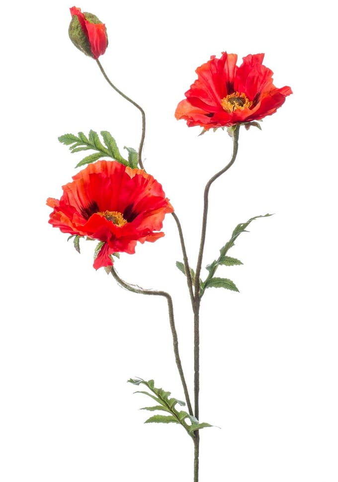 Emerald - Kunstbloem Klaproos rood 90cm - Kunstplant voor binnen