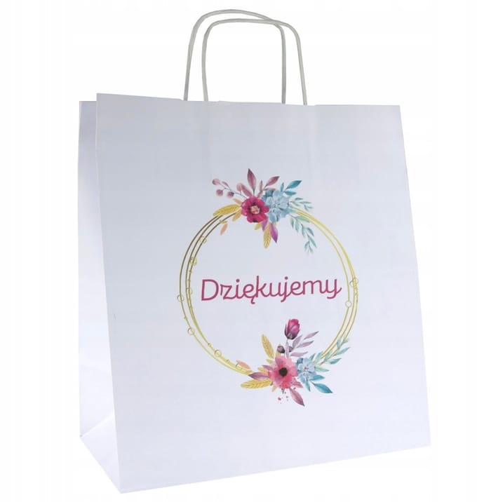 Papieren Bedanktas 30x17x34cm - Wit Kraft met "Dank U" Opdruk