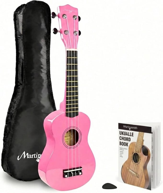 Ukelele - Klein Snaarinstrument - Muziek Leren - Beginnersmodel - Sopran Maat - Roze