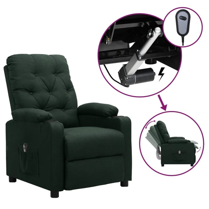 vidaXL - Fauteuil - verstelbaar - elektrisch - stof - donkergroen