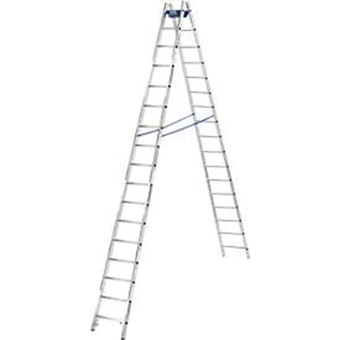 Dubbele trapladder, 2 x 16 sporten, + toolbag GRATIS