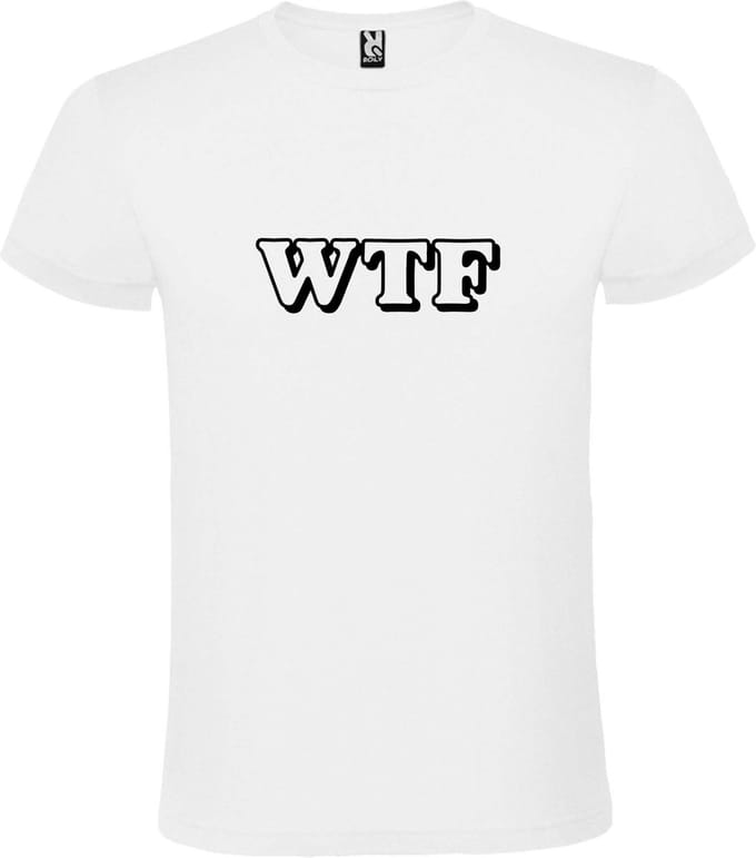 Wit T-shirt ‘WTF’ Zwart maat L