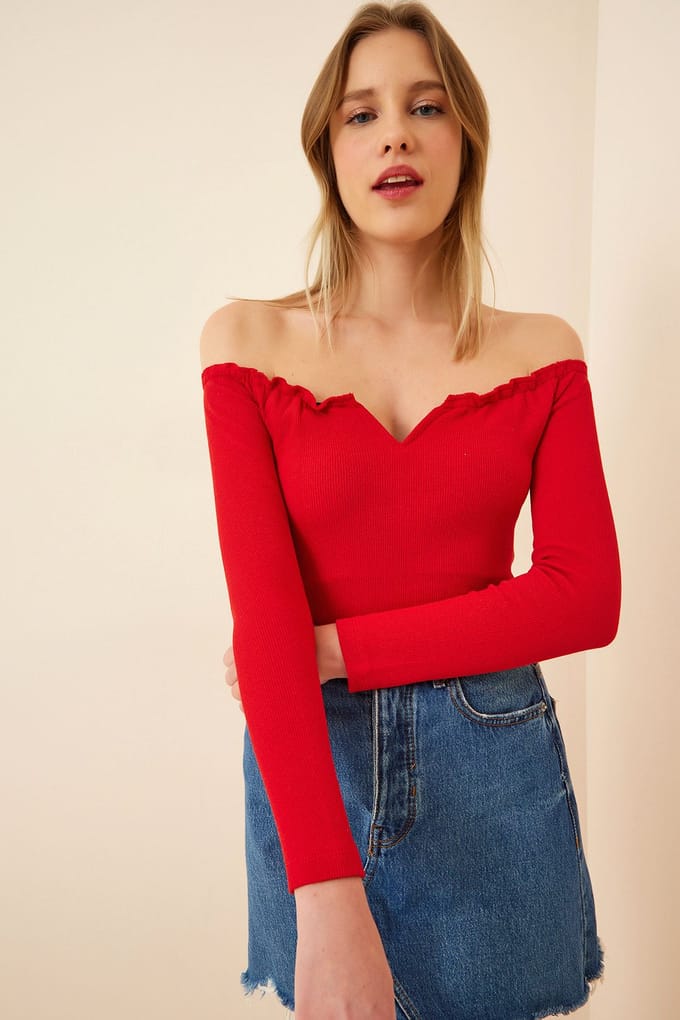 Fitted Blouse met Lange Mouwen en Hartkraag