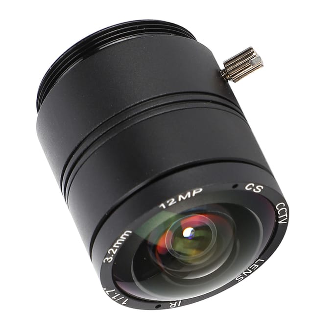 Objectif de caméra professionnel à distance focale de 3,2 mm 12 MP CS Mount Security Surveillance black