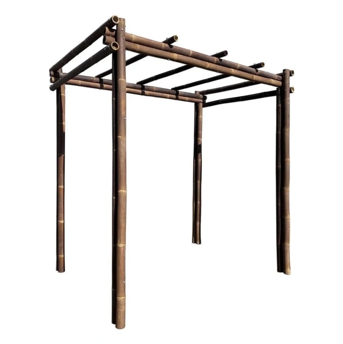 Masters of Bamboo® Bamboe Pergola Bali - 2 x 2 m - Zwart - Bamboe overkapping