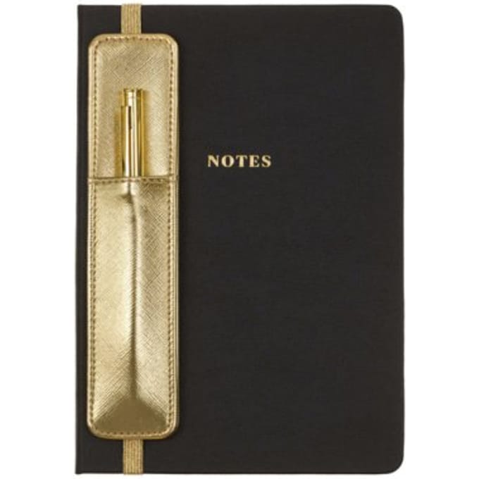 Eccolo notitieboek - met pen en houder - Black - lijn - ca.15x20cm - EC-D457D
