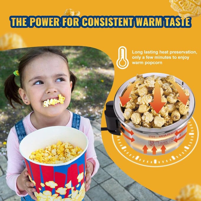 Machine à Popcorn Poppeur Popcorn Maker de Table 300W 2.5 Oz Noir