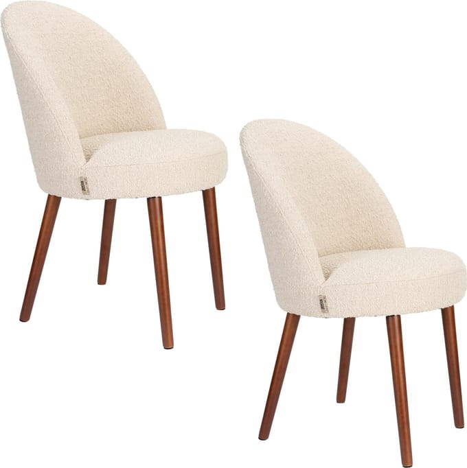 Dutchbone Barbara Eetkamerstoelen Bouclé Beige - Set van 2