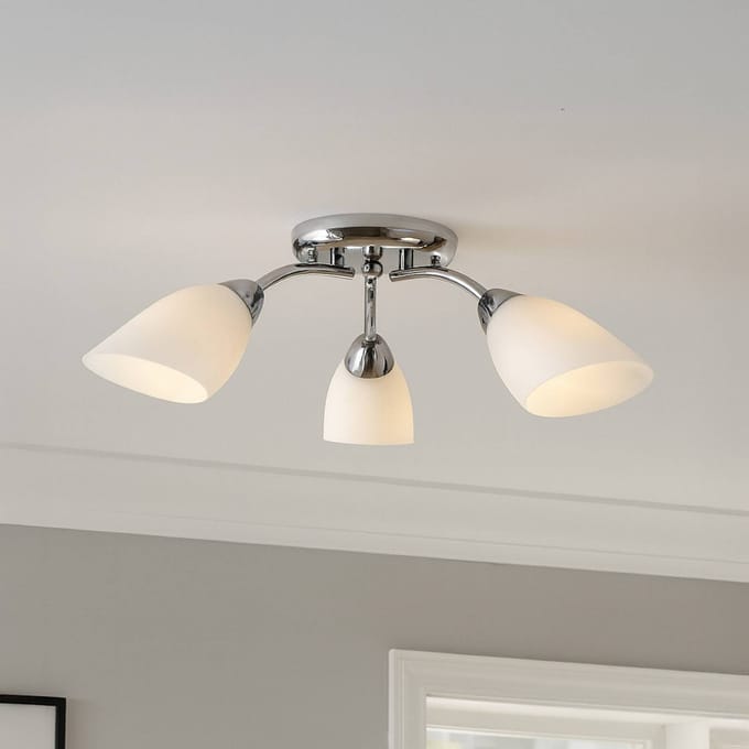 Milagro Lighting Plafondlamp Portos, 3-lamps, wit/chroom, metaal, Ø 54 cm