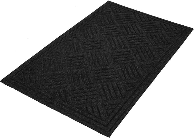 KOTARBAU® Droogloopmat, Schoonloopmat, Deurmat, Polyester + Gummi, 45 x 75 cm, Grijs, Rechthoekig, Inloopmat, Deurmat Antislip, Vuilvanger, voor Binnen, Entreemat