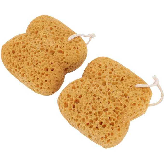 2 Pièces Éponge de Bain Exfoliante Douce Réutilisable Poreuse Éponge Loofah pour le Corps de Douche pour Massage beige