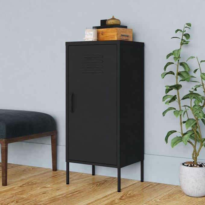 vidaXL - Opbergkast - 42,5x35x101,5 - cm - staal - zwart