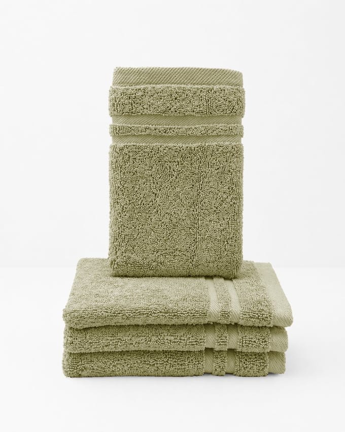 HOOMstyle Washandjes Boutique - 4 stuks - 14x21cm - Olijfgroen