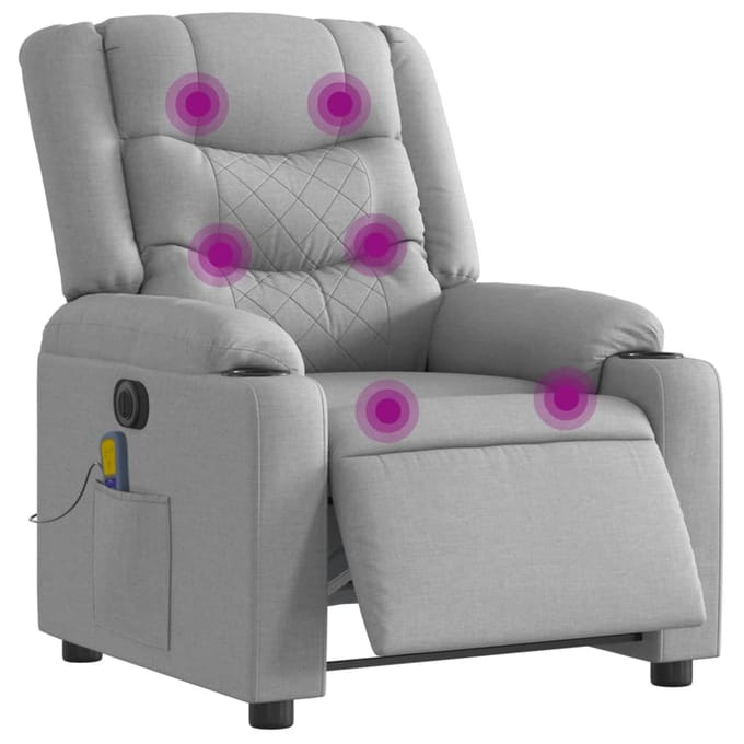 vidaXL - Massagestoel - elektrisch - verstelbaar - stof - lichtgrijs