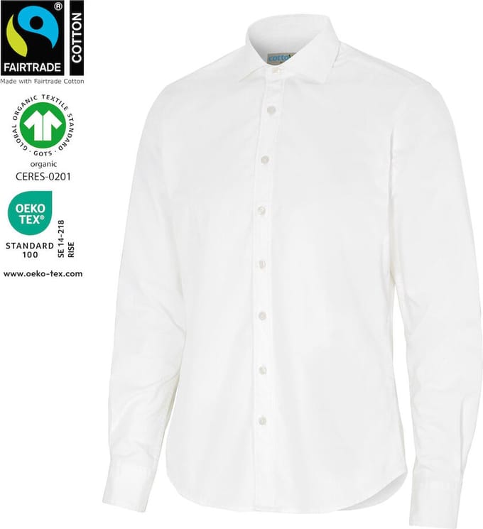 Cottover SHIRT TWILL SLIM FIT MAN - GOTS GECERTIFICEERD 141048 - Wit - 38