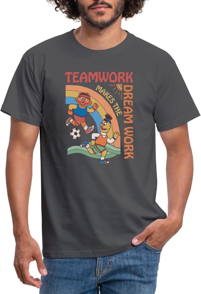 Sesamstraat Ernie En Bert Teamwork T-Shirt Heren