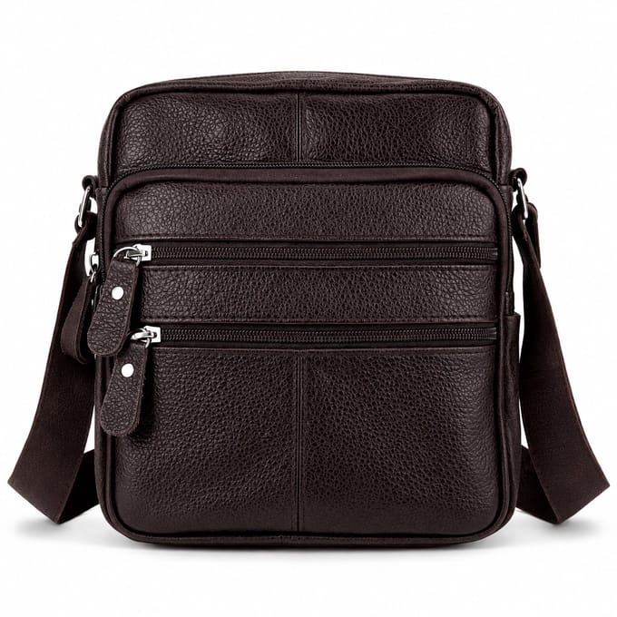 THL Design - Leren Schoudertas Heren / Dames - Kleine tas - Echt Leder - Donkerbruin