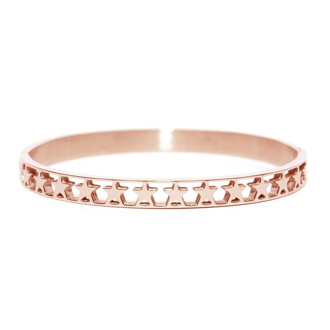 CO88 Collection Sense 8CB 90098 Stalen Bangle met Sterren - One-size (60x50x6 mm) - Rosékleurig