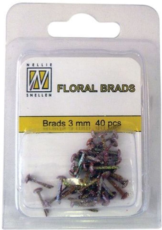 Nellie Snellen Floral Glitter Brads 3mm - 40stuks - Dark Brown