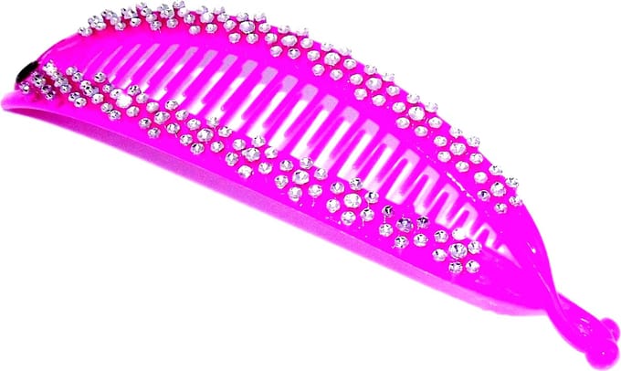 Bananenklem roze met strass lang