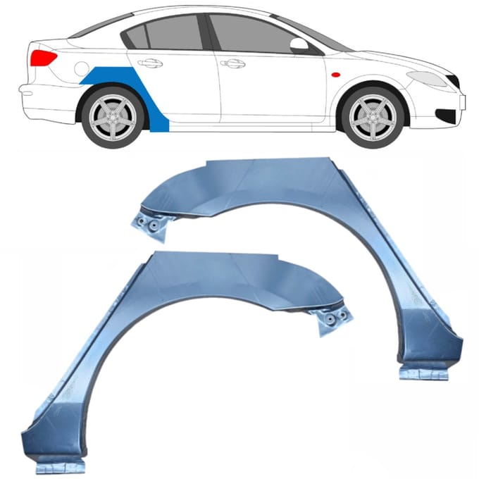 Reparatiepaneel achterspatbord voor Mazda 3 2003-2009 / Links + Rechts / Set