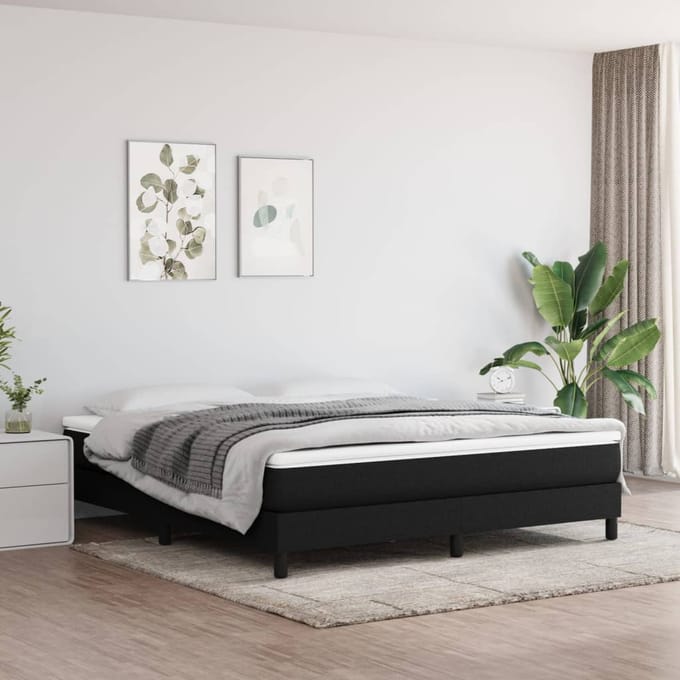 Vidaxl Bedframe Zonder Matras, Zwart, 180X200 Cm, Gestoffeerd