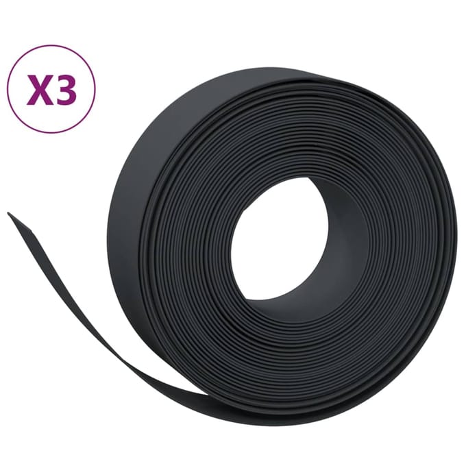 vidaXL - Tuinranden - 3 - st - 10 - m - 15 - cm - polyetheen - zwart