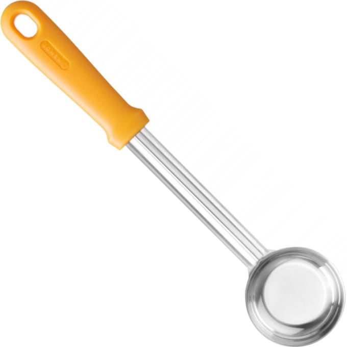 HENDI Heavy-duty pizza sauslepel – ergonomisch ontwerp – platte bodem – 90 ml – oranje