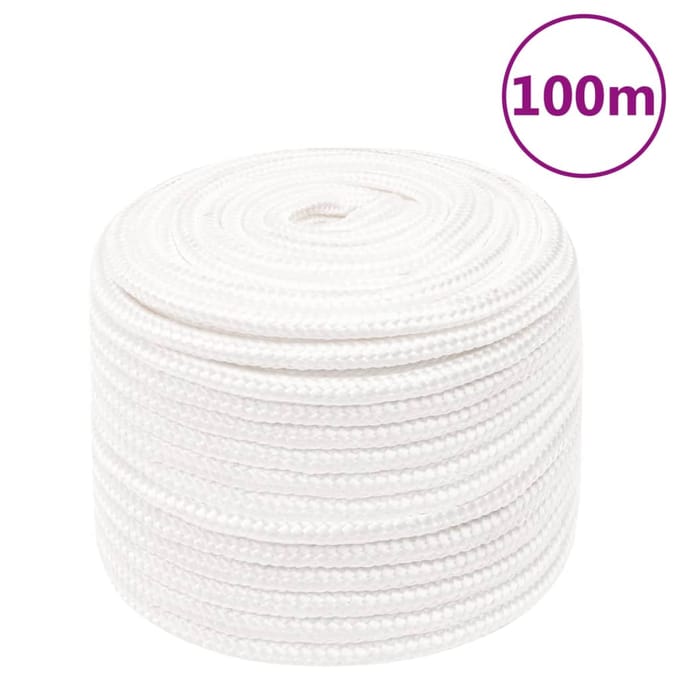 vidaXL - Boottouw - 12 - mm - 100 - m - polypropyleen - volwit