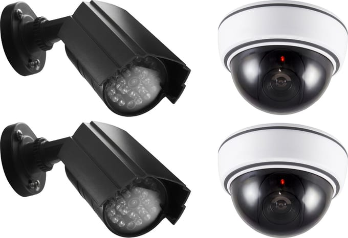 Alecto DC-KIT - Dummy Camera's 4 stuks - Diefstal Preventie set met binnen- en buitencamera's en stickers
