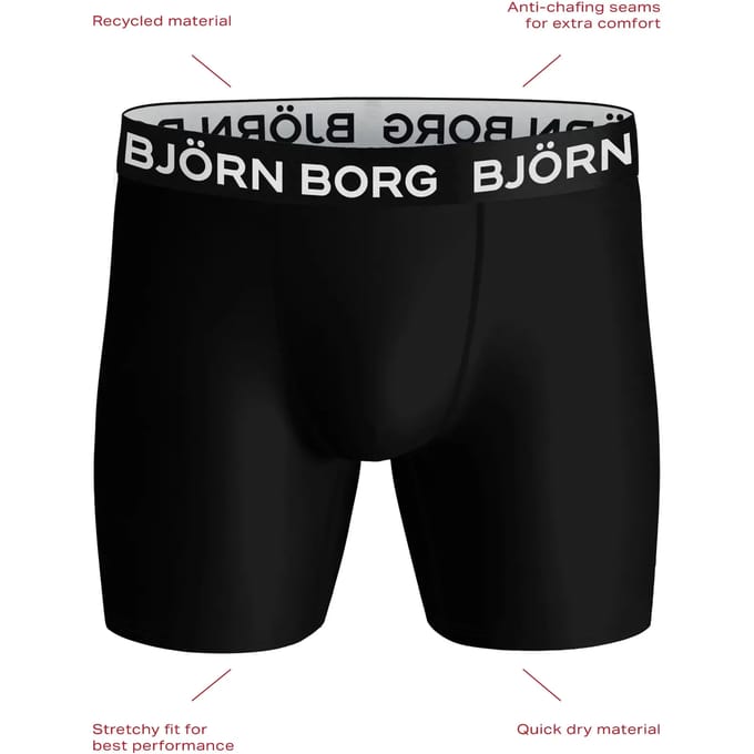 Björn Borg Sports Microfiber boxers - microfiber heren boxers lange pijpen (1-pack) - zwart