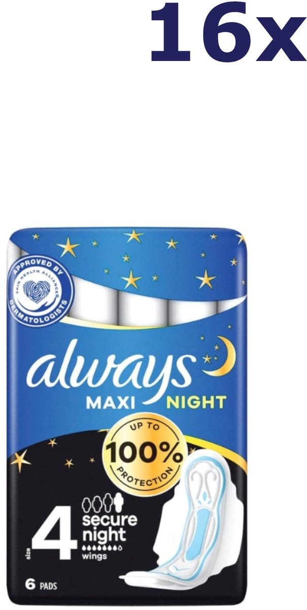 16x Always Classic maxi secure nacht 6st met vleugels maat 4
